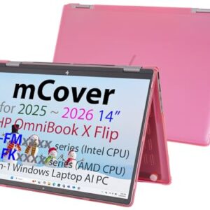 mCover Capa rígida compatível apenas com laptop Windows 2025+ 14 polegadas OmniBook X Flip 14-FMxxxx 14-FKxxxx 2 em 1 (com dobradiça de 360°) (não serve para nenhum outro modelo HP), rosa