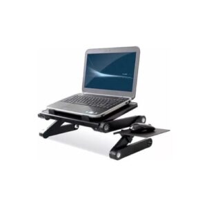 Mesa Articulável Multifuncional para Notebook até 19 polegadas, com Suporte para Mouse, Alumínio e ABS, Preto, 42x26cm, Portátil