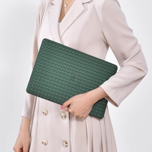 Miloocul Compatível com MacBook Air 13 A1932/A2179/A2337 2018/2020 Capa rígida de couro sólido xadrez com capa de teclado (verde, MacBook Air 13 A1932/A2179/A2337 2018/2020)