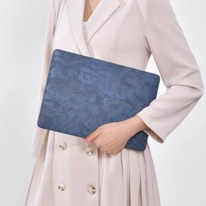 Miloocul Compatível com MacBook Air 15 M2 A2941/M3 A3114/M4 A3241 2023-25 Capa rígida de couro floral com capa de teclado (azul escuro, MacBook Air 15 A2941/A3114/A3241 2023-25)