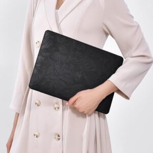 Miloocul Compatível com MacBook Pro 14 A2992/A2918/A3401/A3112/A3185/A3434 2021-26, capa rígida de couro floral com relevo e capa de teclado (preta, 2021-26 Mac Pro 14 A2918/A3401/A3112/A3185/A3434 4)