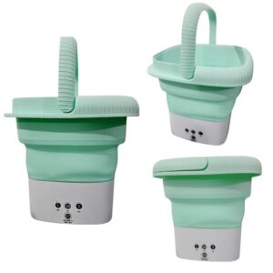 Mini Máquina de Lavar Roupas Dobrável, 8 Litros, com Alça, Bivolt, Modelo KA-2648 (Verde)