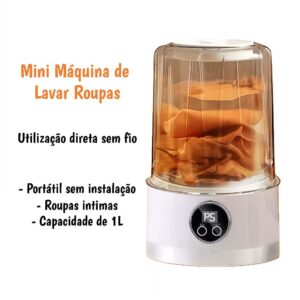 Mini Máquina De Lavar Roupas Íntimas Com LED 1L– Lavar direta sem fio, Carregador USB, ABS, 110V
