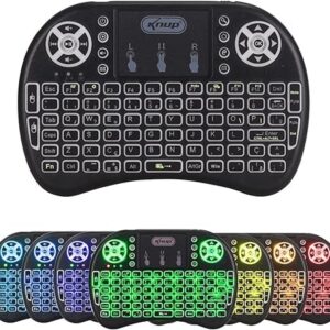 Mini Teclado Bluetooth Sem Fio com Touch Pad, Iluminação LED RGB, Compatível com PC, Notebook, Celular, Smart TV, Xbox, PlayStation, Preto