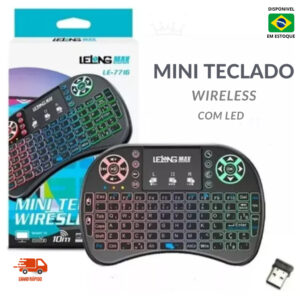 Mini Teclado Controle e Mouse Sem Fio Para Tv Com Led - Pc - Games - Smart Tv - Tv Box Original