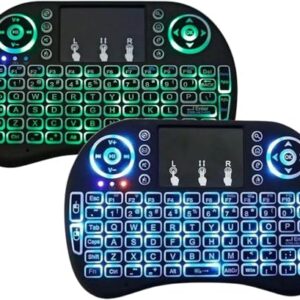 Mini Teclado Sem Fio com Touchpad e LED Colorido, 92 Teclas, 2.4GHz, Recarregável, compatível com Xbox360/PS3/PC/Notebook/Tablet/TV Smart