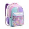 Mochila Escolar Jeans Glitter Pastel Chaveiro 4 Divisórias Feminina Ensino Médio Juvenil Volta Aulas