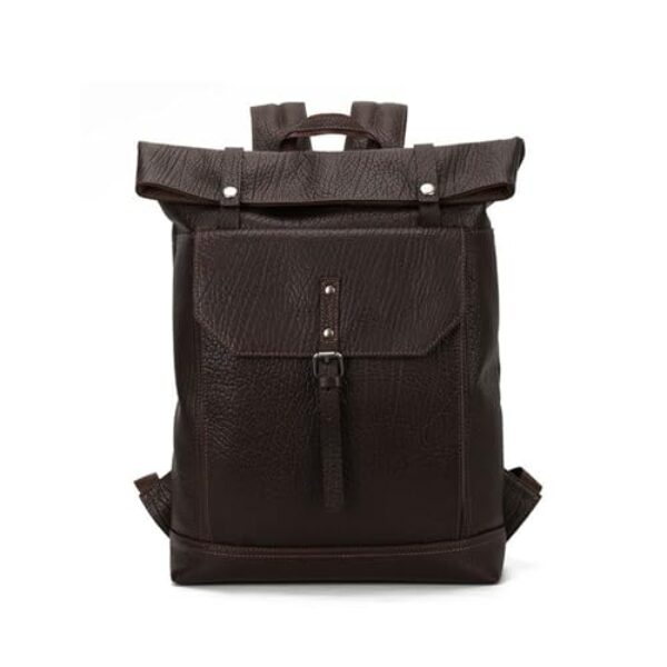 Mochila masculina de couro bovino, mochila executiva de grande capacidade para computador.(Coffee)