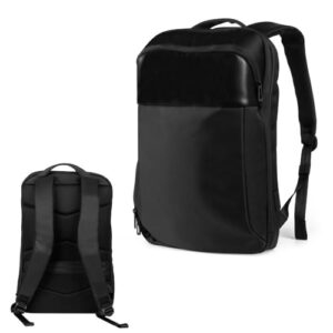 Mochila Slim Premium Black para Notebook 15,6", Poliéster, com Porta USB, Engate para Mala, Alças Acolchoadas