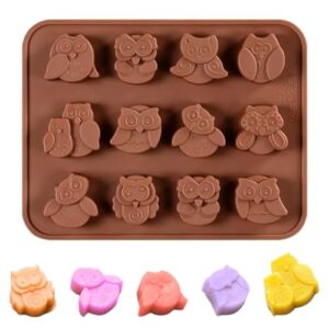 Molde de Silicone Coruja Doce Chocolate Bala Forma Molde Bandeja Coruja 12 Cavidades Animais Bombom