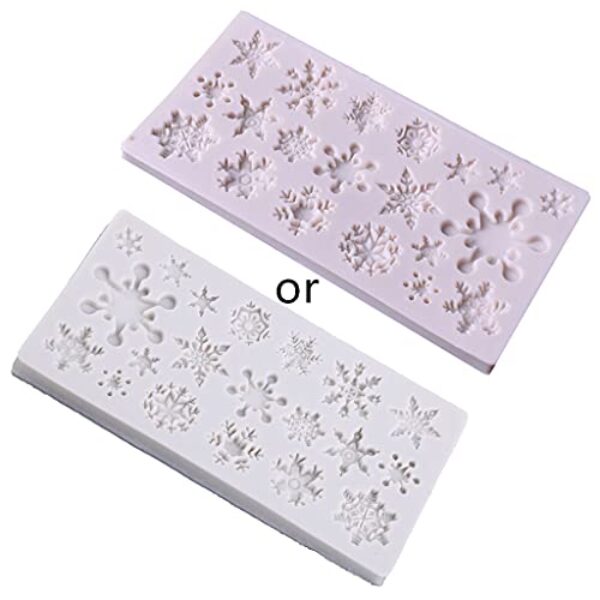 Moldes de fondant Design de Forma de Flocos de Neve de Natal Material de Silicone Molde de Decoração de Bolo de Chocolate Moldes de Doces para Assar