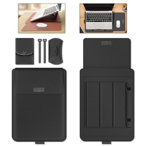 MONWO Capa Ergonômica para Notebook, 13-15,6 Polegadas, Mousepad Embutido e Elevação de Altura (Preto, 15-15,6 Pol)
