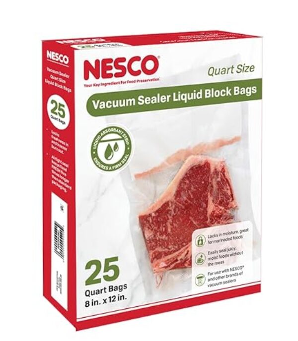 Nesco Sacos de bloco de líquido selante a vácuo, tamanho de um litro, 25 unidades
