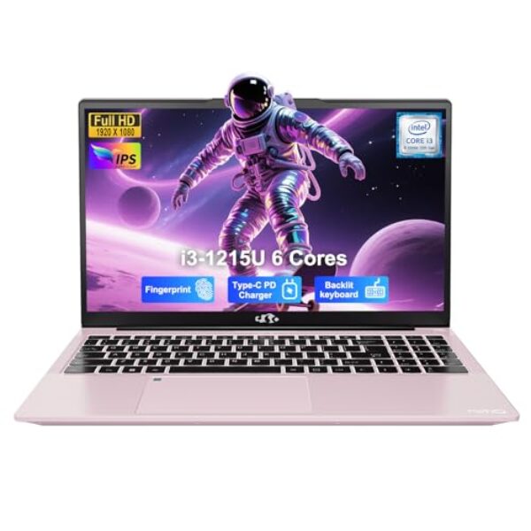 NIMO 15.6" FHD IPS Laptop, Core i3-1215U 6-Core Up to 4.4GHz (Beats R5 7520U), 8GB RAM 256GB SSD, Wi-Fi 6, Backlit Keyboard, Fingerprint Reader, 65W Type-C Charging, Student & Business Notebook