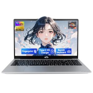 NIMO 15.6" IPS FHD-Gaming-Laptop, Ryzen 5 6600H 16GB DDR5 RAM 512GB SSD (Beat i7-1165G7, 6 Cores Up to 4.5GHz) Radeon 660M GPU-Computer with 100W Type-C Backlit Keyboard Fingerprint