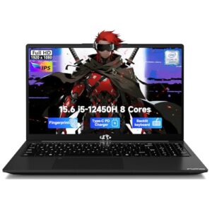 NIMO 15.6" Laptop, i5-12450H 8-Core H-Series Processor (Beats i7-11800H), 8GB RAM 256GB SSD, Backlit Keyboard, Fingerprint Reader, 100W USB-C Fast Charging, WiFi 6, FHD IPS Display