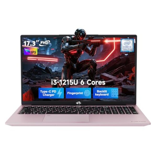 NIMO 17.3" FHD IPS Laptop, 6-Core i3-1215U 32GB RAM 1TB SSD (Up to 4.4GHz) Computer with 65W USB-C Backlit Keyboard Fingerprint Sensor for Home Student Business