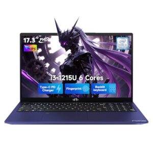 NIMO 17.3" IPS FHD Laptop, 6 Cores i3-1215U 32GB RAM 1TB SSD (Beat Ryzen 5 7520U, Up to 4.4GHz) Computer with 65W Type C Backlit Keyboard Fingerprint, for Home Student and Business