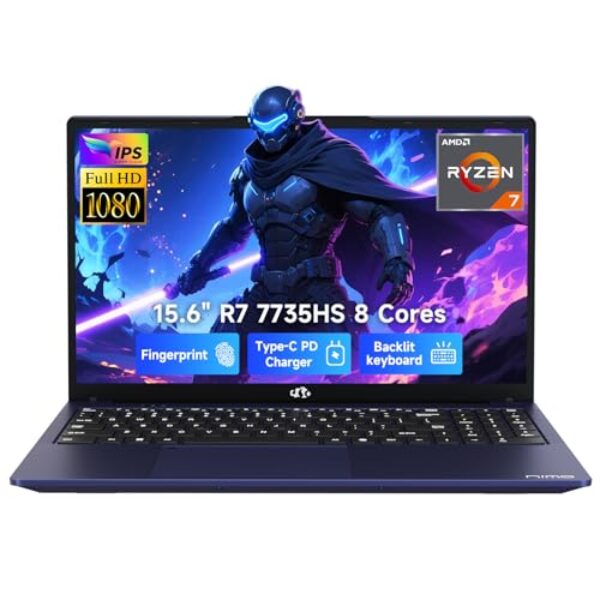 NIMO 2025 Gaming Laptop, 15.6" FHD Laptop with R7 7735HS (Beat i7-12650H, Up to 4.75GHz), 16GB DDR5 RAM 512GB SSD Computer with Radeon 680M 100W Type-C Backlit KB Fingerprint