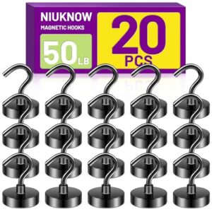 Niuknow Ganchos magnéticos para cabines de cruzeiro, ganchos magnéticos pretos de 23 kg para pendurar, ímãs de cruzeiro, ímãs para sala de aula, ao ar livre, churrasqueira, escritório, casa, itens