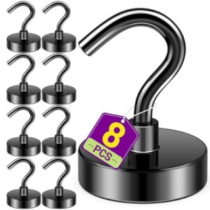 Niuknow Ganchos magnéticos para cabines de cruzeiro, ganchos magnéticos pretos de 23 kg para sala de aula, ímãs de armário, ímãs de cruzeiro para churrasqueira, escritório, casa, geladeira, acessórios