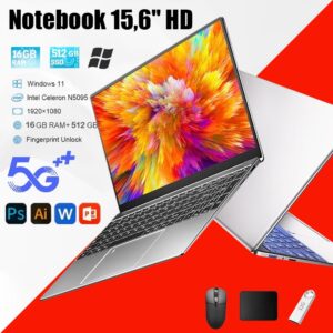 Notebook 15,6" HD 1080 N156 Intel Celeron 16GB RAM 512GB SSD Windows 11 5G LTE Wi-Fi Notebook-ATFLY
