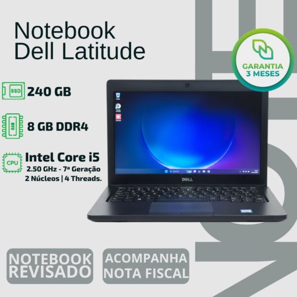 Notebook Dell 12,5" | Intel Core I5 7ª Geração | Ssd 240gb | Ram 8gb Preto - Faculdade, Estudos, Compacto, Vendedores