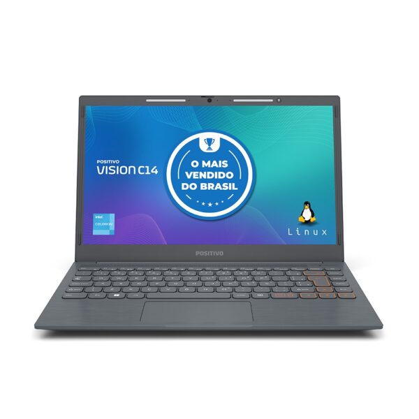 Notebook Positivo Vision C14 Intel® Celeron® Linux 4GB 128GB eMMC 14” HD Lumina BAR – Cinza