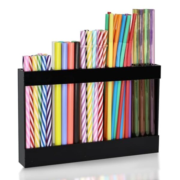 NTIERA Suporte de canudo de acrílico grande de 24 cm para porta de armário - organizador de canudo reutilizável, organizadores de cozinha pequenos e recipiente de acessórios de armazenamento, suporte