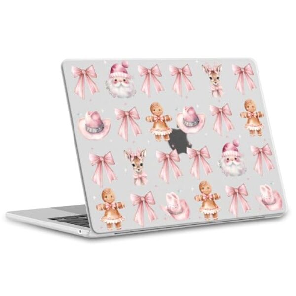 OFQKOAKS Capa de Natal compatível com MacBook Air de 13 polegadas 2022 2021 2020 2019 2018 versão M1 A2337 A2179 A1932, capa protetora para laptop linda e festiva rosa princesa alce