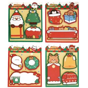 Pacote com 4 blocos de notas adesivas fofas de desenho animado de Natal Kawaii Xmas pequeno bloco de notas autoadesivo material escolar de escritório (Natal)