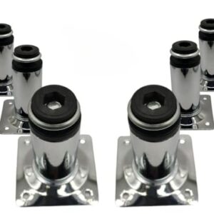 Pé Com Regulagem Kit 8 Un Aço Cromado Redondo 8cm P/Móveis Suporte Industrial Pesado, para Oficinas, Lojas, Móveis Comerciais