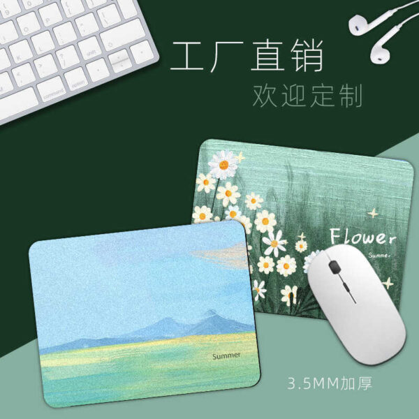 Pequeno pequeno estilo pintura a óleo mouse pad pequeno fresco verde pequena flor Notebook quadrado mouse pad mesa