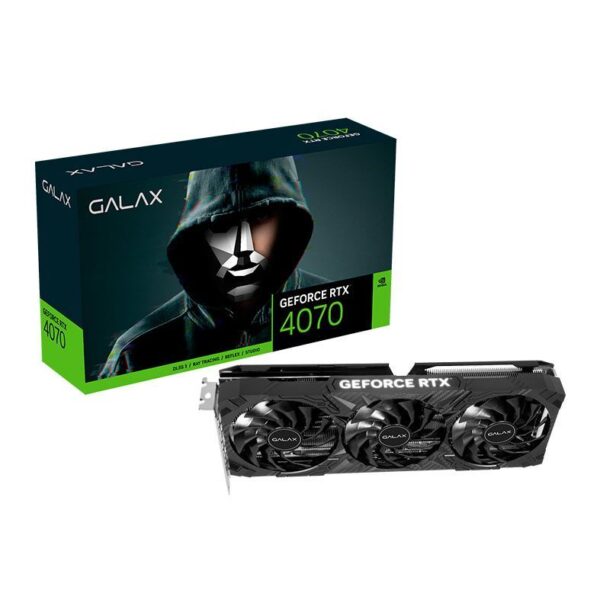 Placa de Vídeo RTX 4070 1-Click OC 3X Black PCI-E Galax NVIDIA GeForce, 12GB GDDR6X, DLSS, G-Sync, Ray Tracing, 192 bits