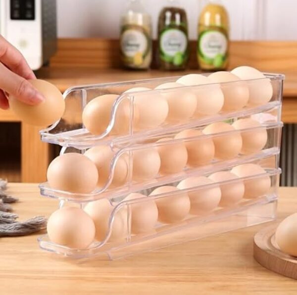 Porta Ovos organizador Suporte 3 Andares Rolante Para 21 Ovos Dispenser Armazena e organizador de Geladeira