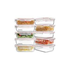 Pote de Vidro Click Glass com Tampa Hermética, 640ml, Borosilicato, 19x14x8cm, 4 Travas, para Micro-ondas e Freezer