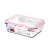 Pote de Vidro Retangular com Tampa Hermética, Borosilicato, 1040ml, 22x17x8cm, 4 Travas, Vedação de Silicone, Transparente, para Forno e Microondas