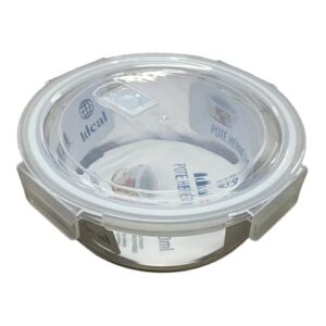 Pote Hermético de Vidro 980ml, Redondo, Transparente, Tampa com Vedação de Silicone, 18cm Diâmetro, para Armazenamento de Alimentos