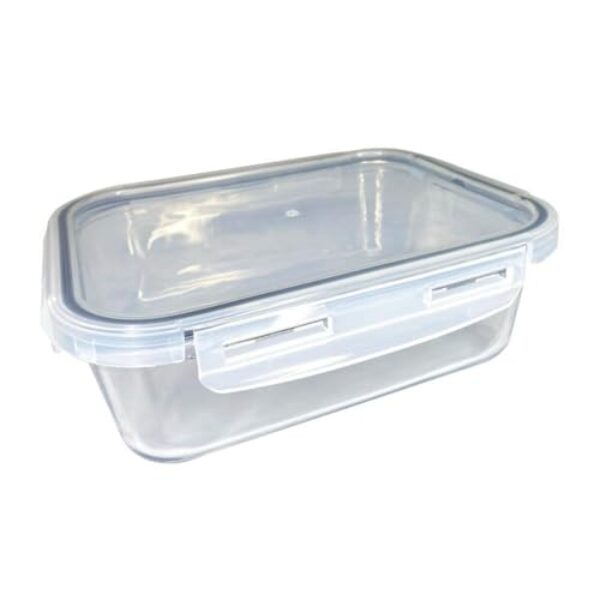 Pote Hermético de Vidro Borossilicato com Tampa de Silicone Preto, 1040ml, Transparente, 19x14x6.5cm, para Armazenamento de Alimentos