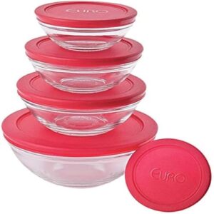 Potes redondos para armazenar alimentos com tampa vermelha, e uteis, 1 conjunto