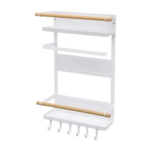 Ｂｅｓｇａ Prateleira de armazenamento de cozinha multiuso, suporte para toalhas de papel e ganchos, organizador de geladeira com economia de espaço para cozinha