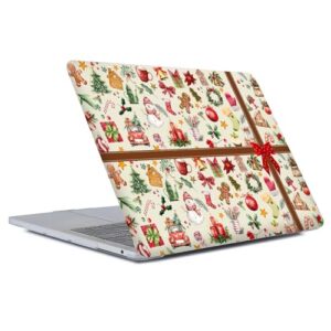 Punmada Capa para MacBook Air 15 polegadas versão 2022/2025 modelo A2941/A3241 M2/M4 chip transparente, capa para laptop com padrão premium de Natal, boneco de neve, árvore festiva