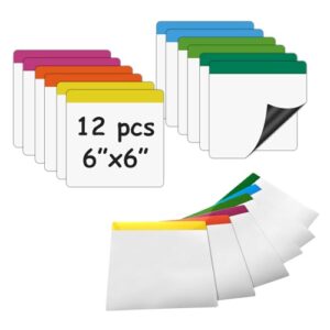 Quadro magnético pequeno apagável a seco, 15 x 15 cm, ímãs quadrados de notas adesivas como essenciais para professores para sala de aula, pacote com 12