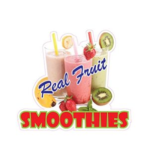 Real Fruit Smoothies Concession Restaurant Die-Cut Window Static Cling 45.7 cm Interior Glass