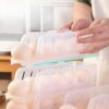 Recipiente dobrável de armazenamento de ovos, organizador dobrável para ovos na geladeira ou cozinha (transparente (1 camada))