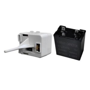 Relé de partida de geladeira WR09X10107 & Run Capacitor WR55X24064 Apto para refrigeradores Hotpoint