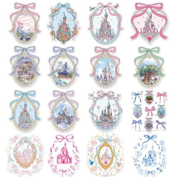 RiVolTa Ímãs de porta de cruzeiro de castelo - 16 peças decorações de cabine de navio fofos adesivos magnéticos aquarela espelho mágico floresta âncora decalques de cabine para decoração de festa de