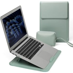 RoYiio Capa para laptop de 15 a 16 polegadas com suporte capa fina de couro PU para MacBook Air de 15 polegadas M4/M3/M2, MacBook Pro de 16 polegadas M4/M3/M2/M1 Pro/Max, 38.1 cm-39.6 cm-40.6 cm