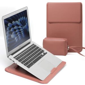 RoYiio Capa para laptop de 15 a 16 polegadas com suporte capa fina de couro PU para MacBook Air 38.1 cm M4/M3/M2, MacBook Pro 16 polegadas M4/M3/M2/M1 Pro/Max, 38.1 cm-39.6 cm-40.6 cm capa para laptop