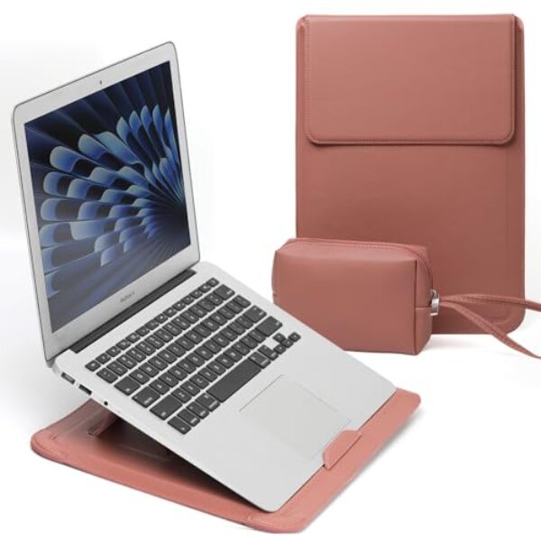 RoYiio Capa para laptop de 15 a 16 polegadas com suporte capa fina de couro PU para MacBook Air 38.1 cm M4/M3/M2, MacBook Pro 16 polegadas M4/M3/M2/M1 Pro/Max, 38.1 cm-39.6 cm-40.6 cm capa para laptop